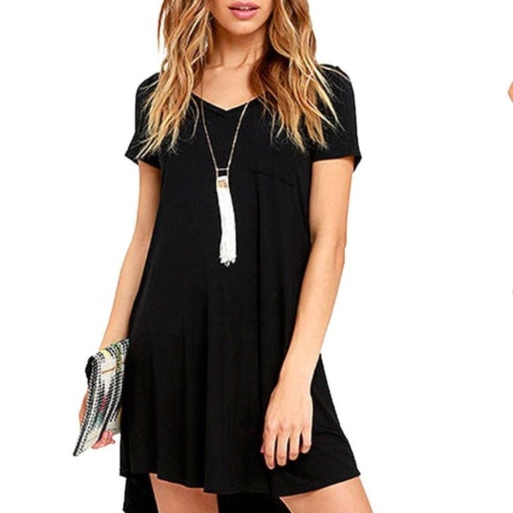 Cloth & Stone Black T-Shirt Dress. S